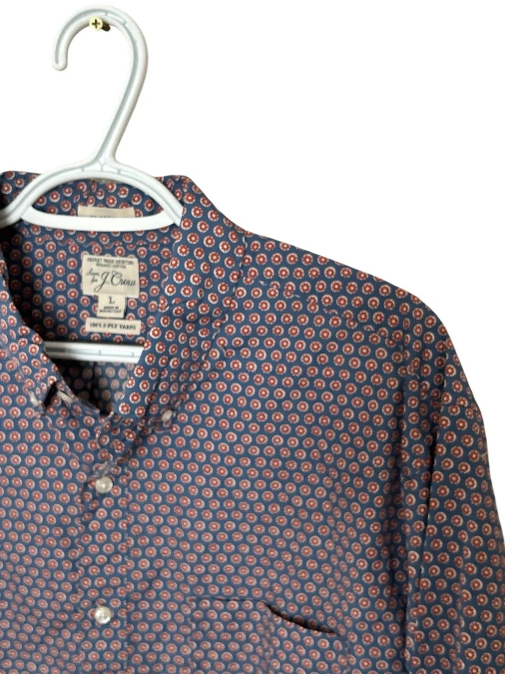 J. Crew Blue AOP Button Down Shirt Floral 100’s 2 Ply Organic Cotton Secret Wash